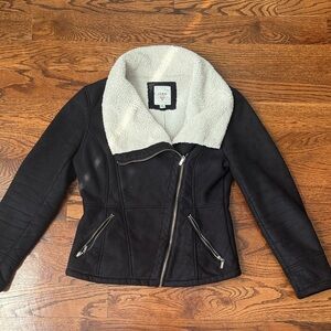Guess Black Teddy Jacket with Cream Collar